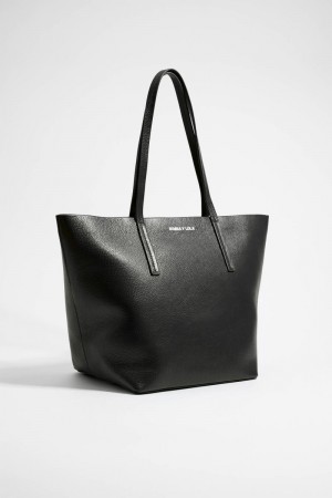 Bimba Y Lola L Leather Shopper Bag Black | USA 1604LYWCP